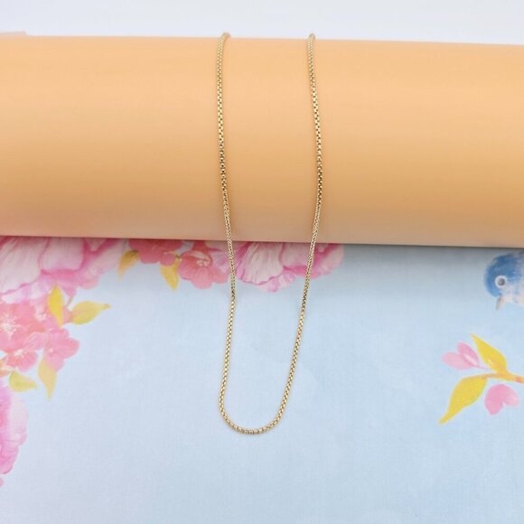 "Minimal Rose Gold Box Chain Necklace for Women, 19.7 Inch Length, XPNL0089 - Picture 3 of 12